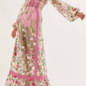 For Love And Lemons Floral Long Sleeve Luna Maxi Dress